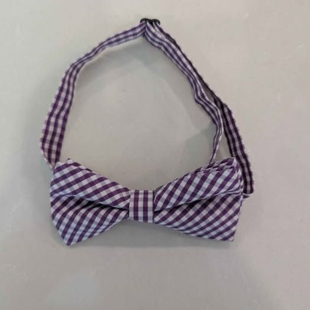 Purple and White Dog Bow Tie